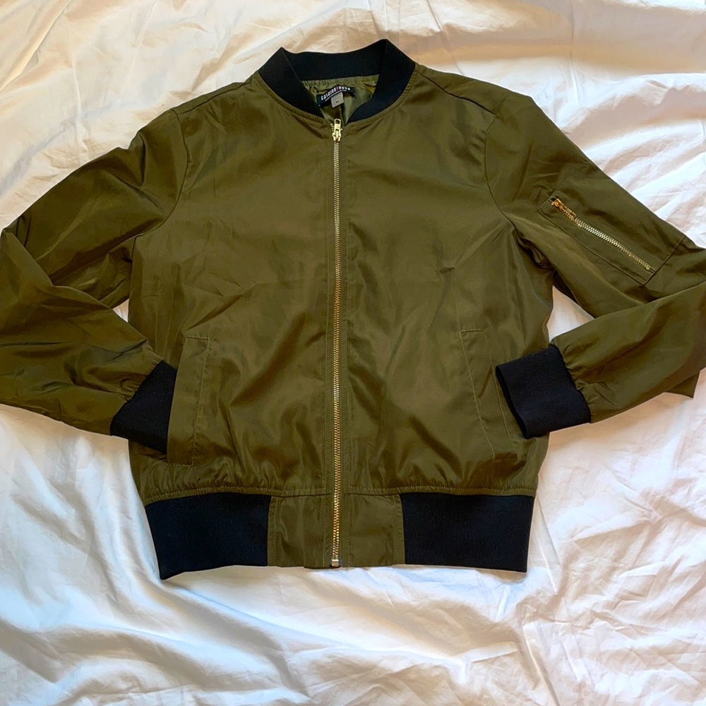 Fashion nova olive green bomber jacket size medium